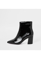 River Island Bottes Noires Vernies à Bout Pointu Et Talon Carré