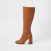 River Island Bottes Marron Hauteur Genou à Talon Carré