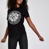 River Island T-shirt « Paris » Noir à Strass