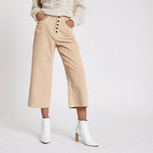 River Island Alexa - Pantalon Large Court En Velours Côtelé Pêche