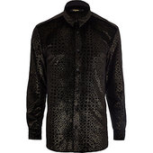 River Island Jaded - Chemise En Velours Noire Effet Croco