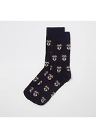 River Island Chaussettes Fantaisie Motif Chien Bleu Marine