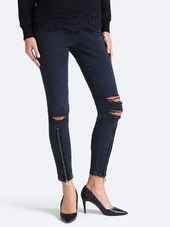 Jeans Taille Haute Déchiré Fermetures Éclair